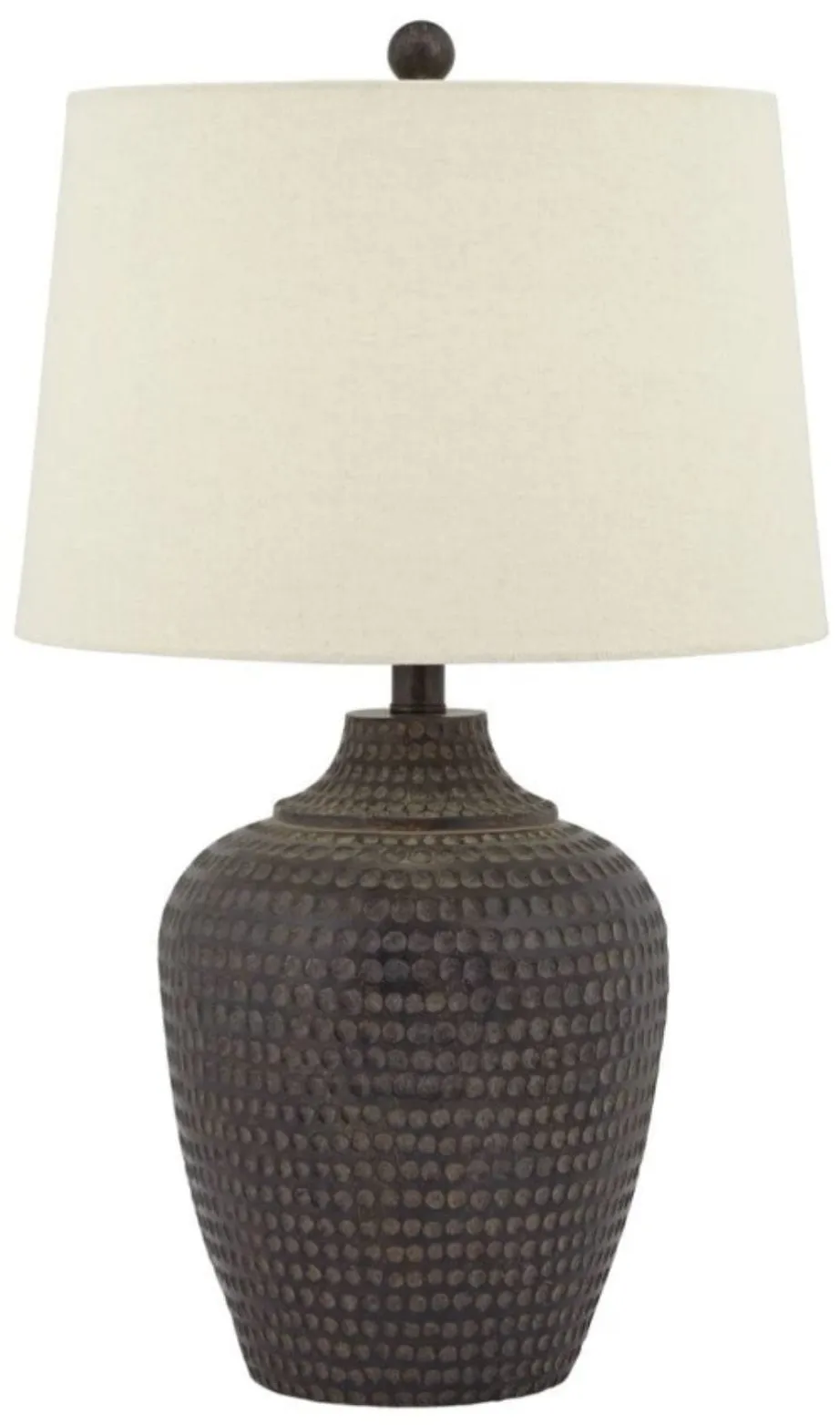 Brown Faux Wood Hammered Look Table Lamp 25.5"H