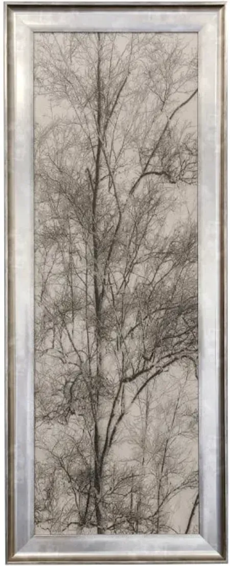 Grey and Cream Tree III Textured Framed Print 21"W x 53"H