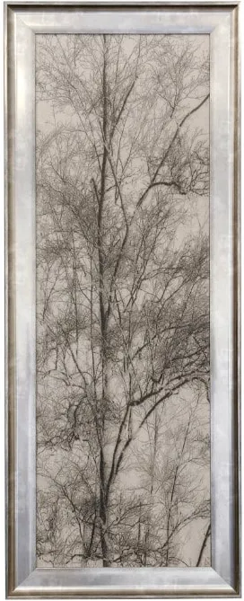 Grey and Cream Tree III Textured Framed Print 21"W x 53"H