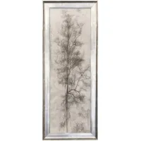 Grey and Cream Tree II Textured Framed Print 21"W x 53"H