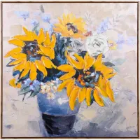 Yellow and Blue Sunflowers Wall Art 39"W x 39"H