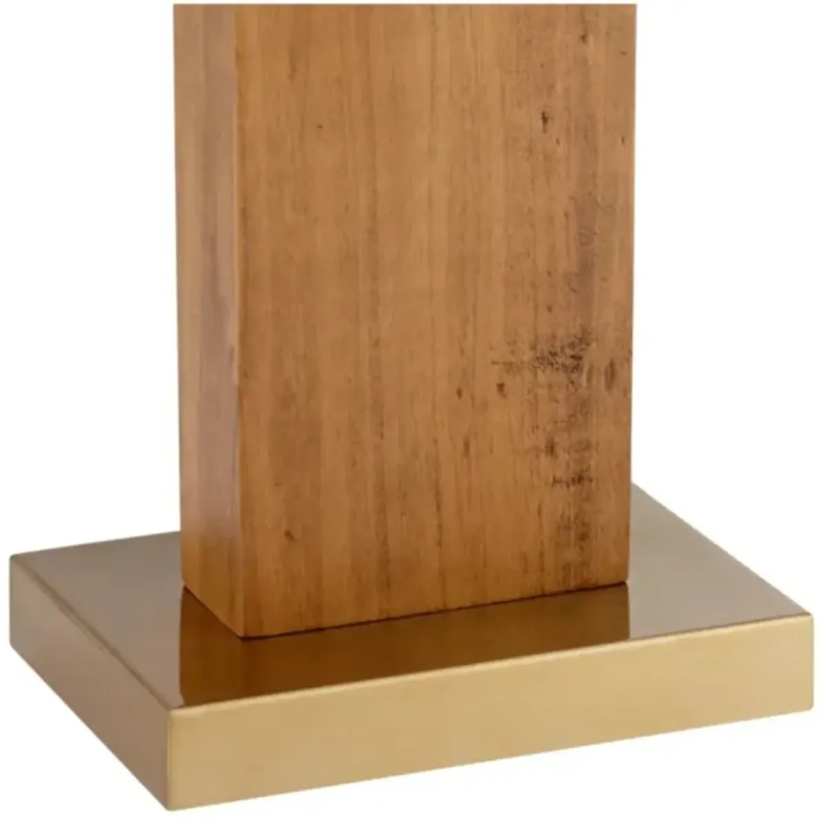 Wood and Brass Column USB Table Lamp 29"H