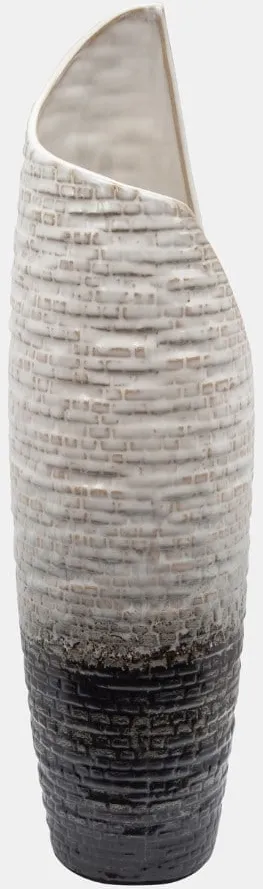 Small Cream Ceramic Textured Vase 4"W x 15.55"H
