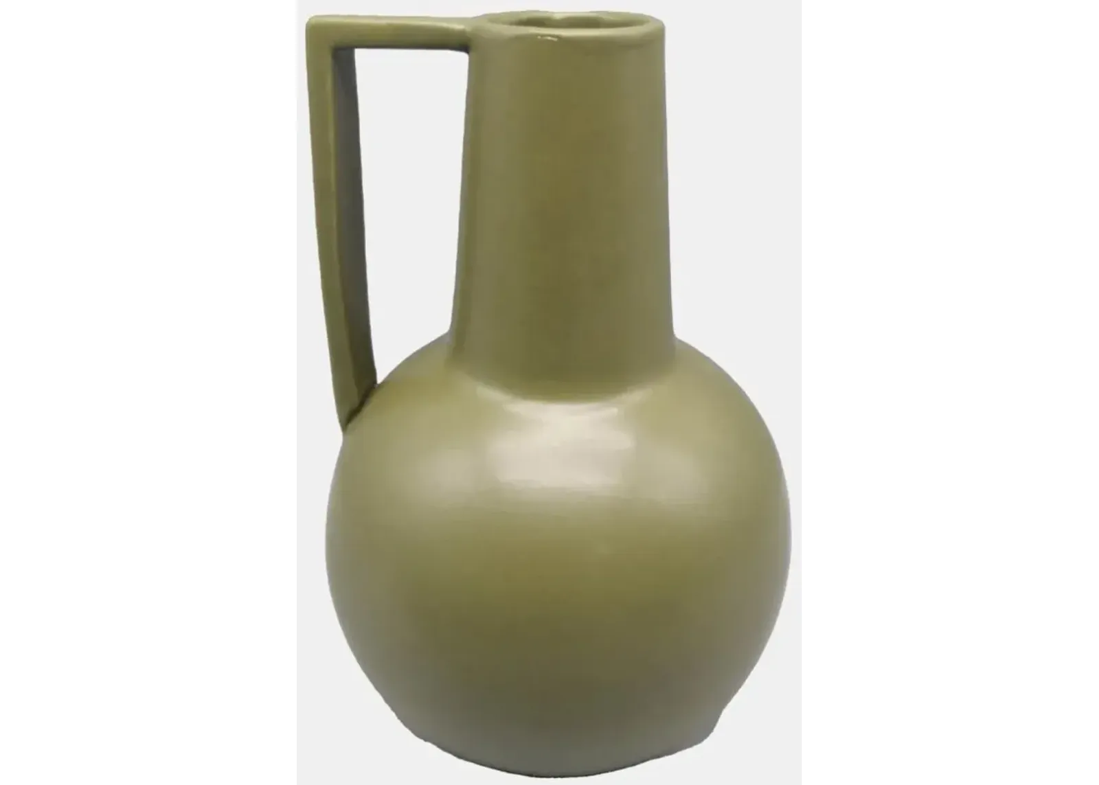 Olive Ceramic Vase 6"W x 9"H