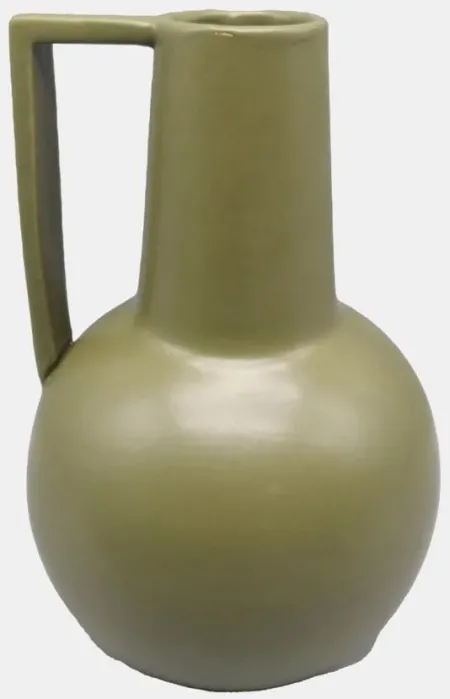 Olive Ceramic Vase 6"W x 9"H