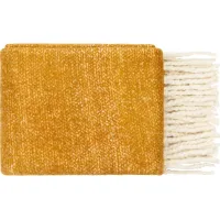 Tangerine and Ivory Fringed Throw 50"W x 60"L
