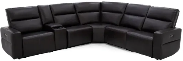 Odessa 6-Pc. Leather Power Headrest Modular In Dallas/Brown With 2 Reclining Seats