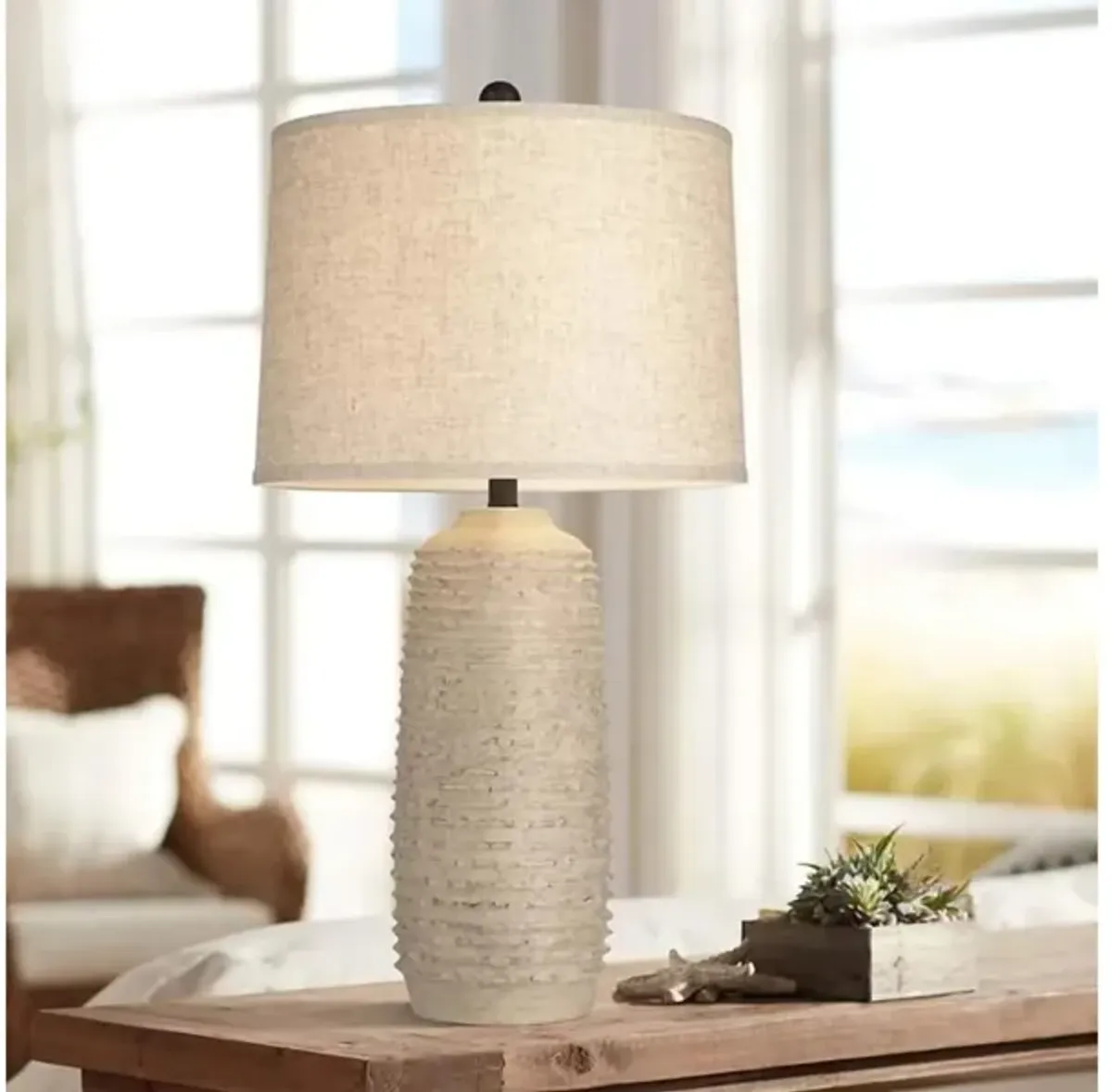 Beige Textured Wash Table Lamp 31"H