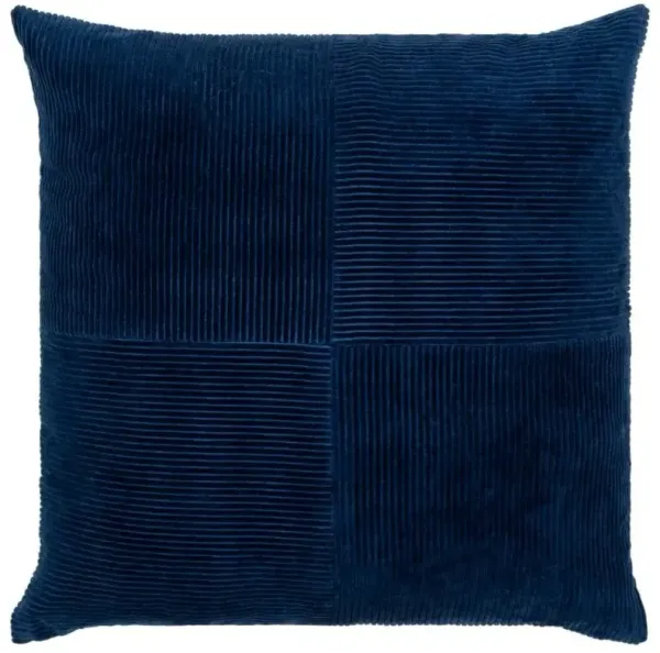Navy Corduroy Poly Pillow 18"W x 18"H
