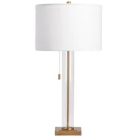 Glass and Brass Table Lamp 29.5"H