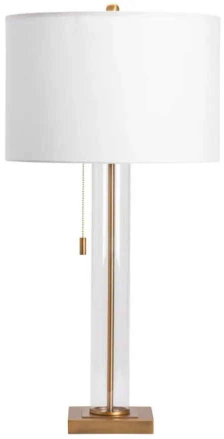 Glass and Brass Table Lamp 29.5"H