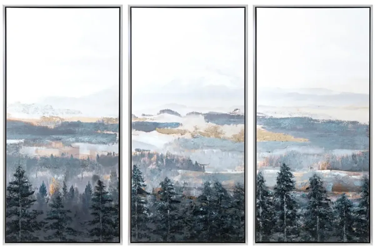 Set of 3 Mountain Treeline Framed Canvas 29"W x 59"H