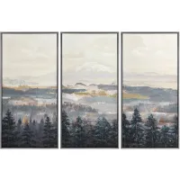 Set of 3 Mountain Treeline Framed Canvas 29"W x 59"H
