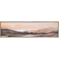 Orange and Black Mountain Sunset Framed Oil Painting 71"W x 20"H