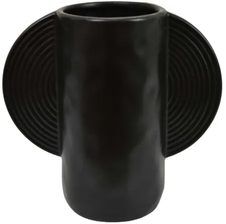 Black Ceramic Vase 8.5"W X 4"D X 8"H