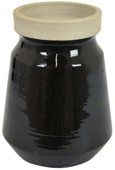 Small Black Ceramic Vase 6"W x 8"H