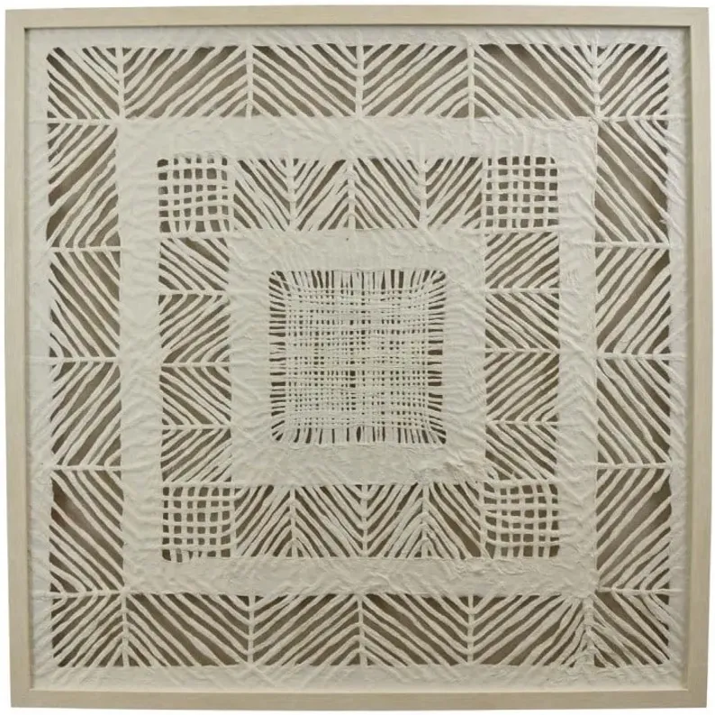 White Squares Natural Fiber Wall Décor 29.5"W x 29.5"H