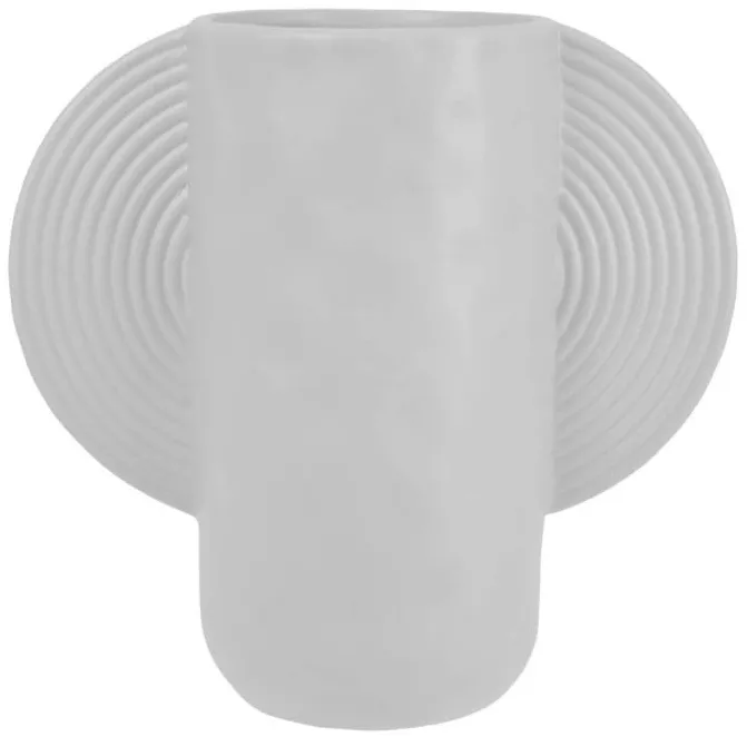White Ceramic Vase 8.5"W X 4"D X 8"H