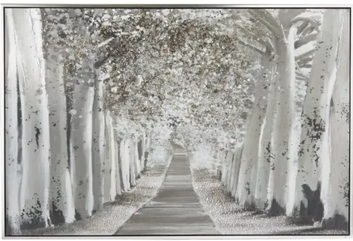 Birch Pathway II Framed Canvas Art 71"W x 48"H