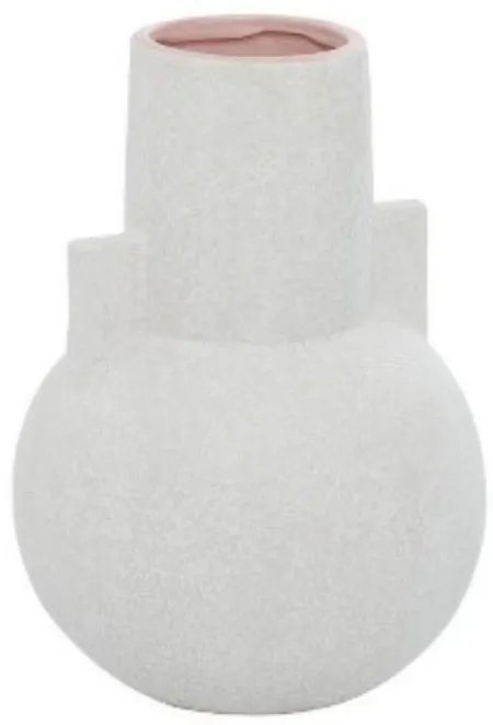 Small White Ceramic Handled Vase 8"W x 11"H