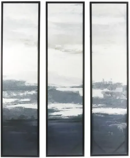 Set of 3 Dark Blue Framed Wall Art 18"W x 71"H