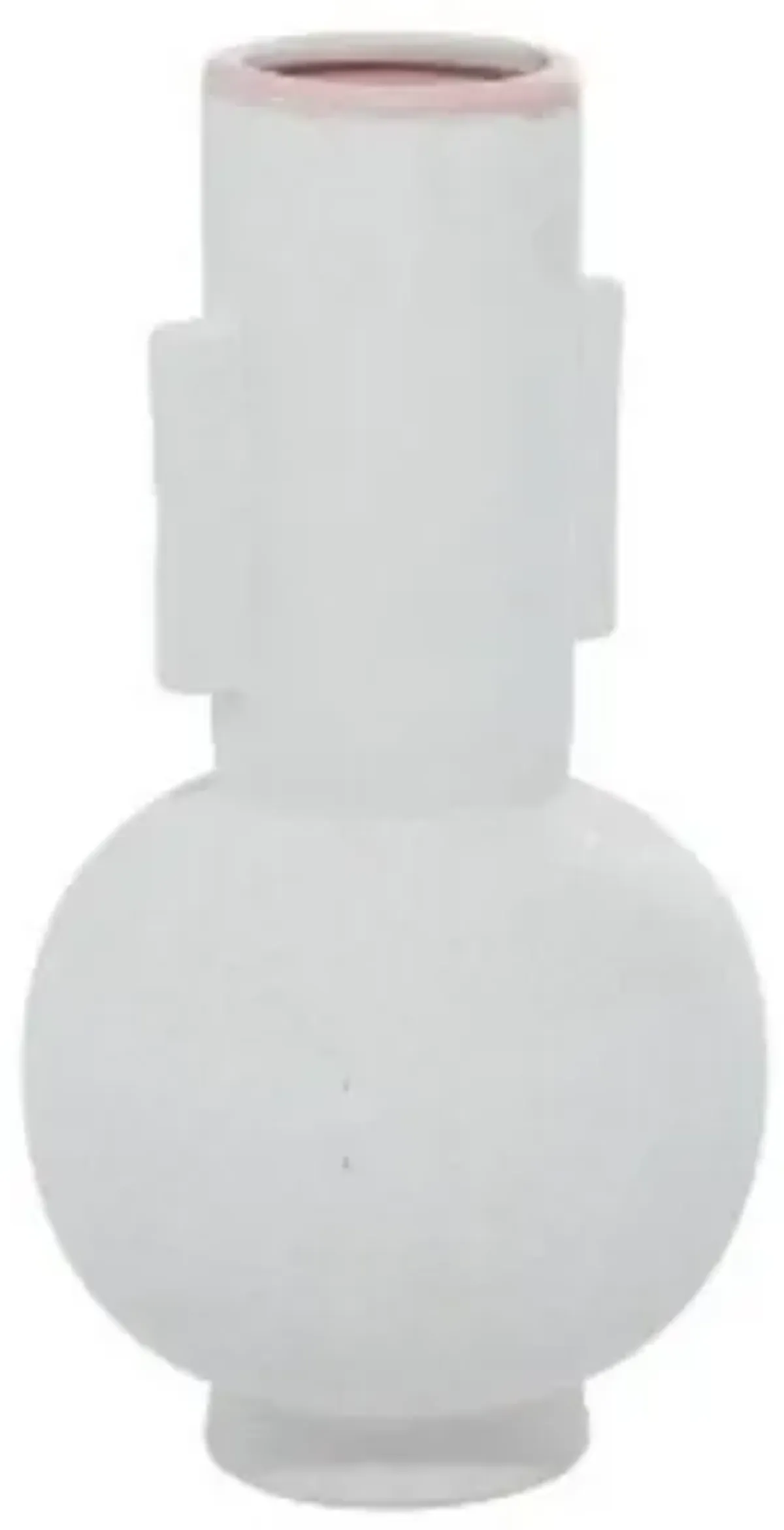 Large White Ceramic Handled Vase 8"W x 15"H