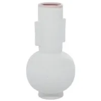 Large White Ceramic Handled Vase 8"W x 15"H