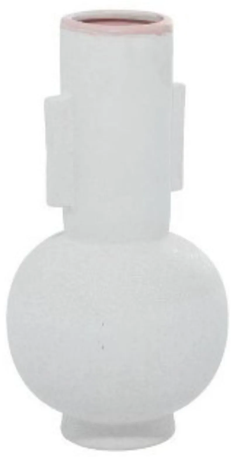 Large White Ceramic Handled Vase 8"W x 15"H