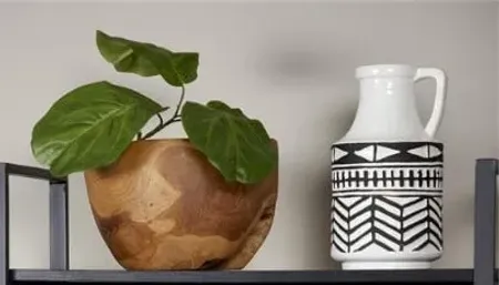 Small Black and White Tribal Ceramic Vase 8"W x 13"H