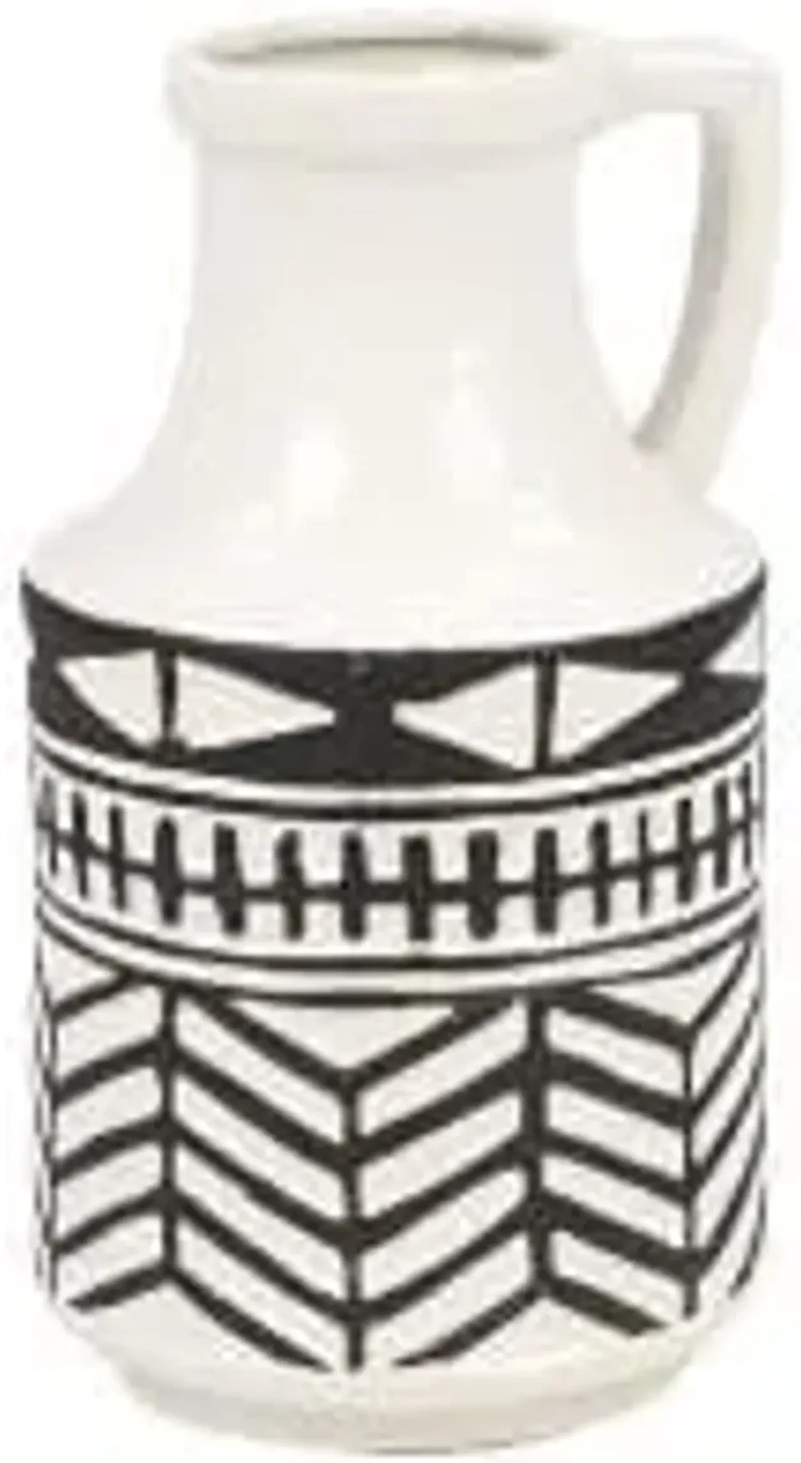 Small Black and White Tribal Ceramic Vase 8"W x 13"H