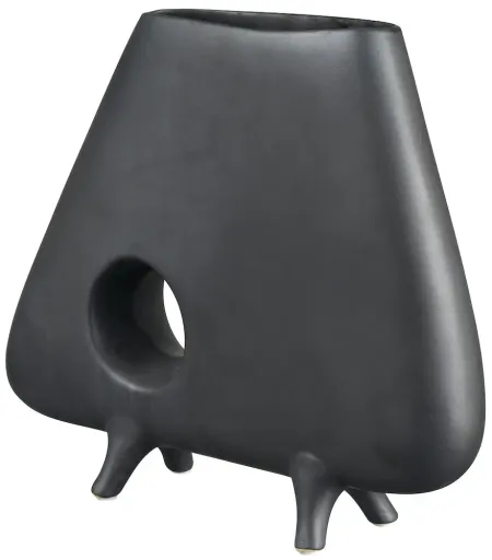 Black Ceramic 4 -Leg Cut-Out Vase 13"W x 11"H