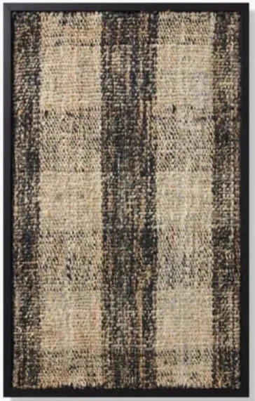 Black and Tan Plaid Framed Textile 26"W x 41"H