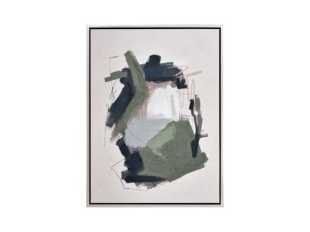 Dark Green, Ivory, and Black Abstrct II Framed Wall Art 30"W x 39"H