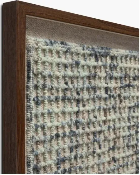 Blue and Tan Framed Textile 53"W x 35"H