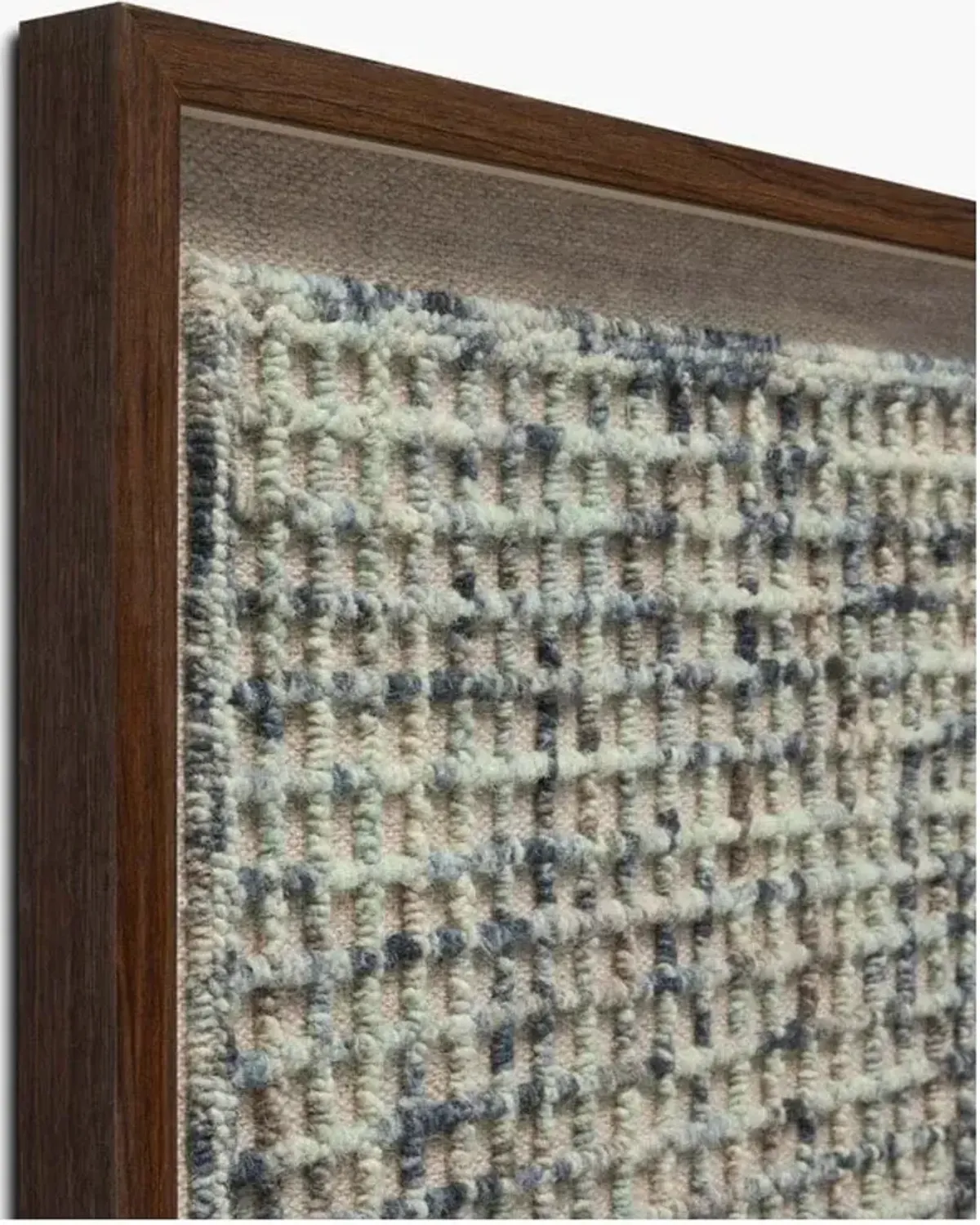 Blue and Tan Framed Textile 53"W x 35"H