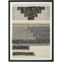 Charcoal and Cream Framed Textile 40"W x 30"H