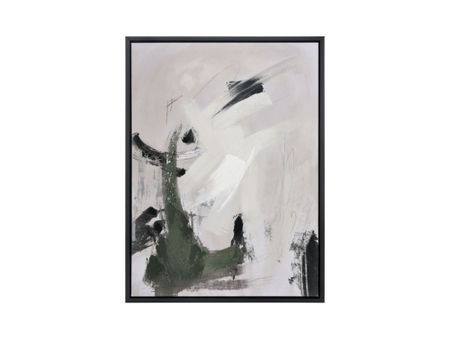 Dark Green, Ivory, and Black Abstract I Framed Wall Art 30"W x 39"H