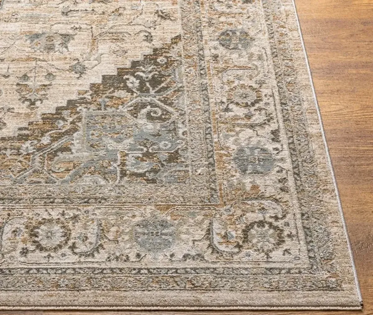 Brunswick Beige/Olive Medallion Area Rug 7'10"W x 10'3"L