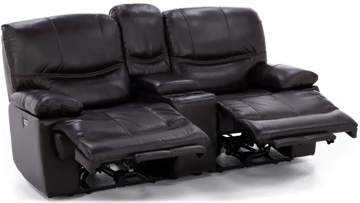 Denver 3-Pc. Leather Zero Gravity Power Reclining Console Loveseat