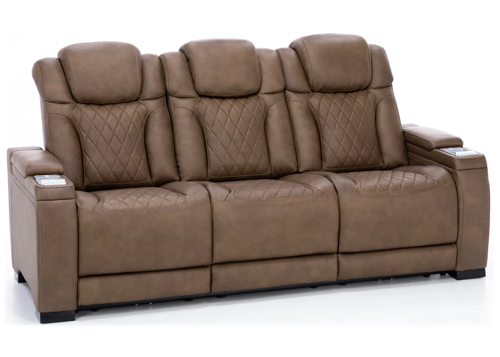 Robin Leather Fully Loaded Reclining Sofa With Drop Down Table in Nutmeg