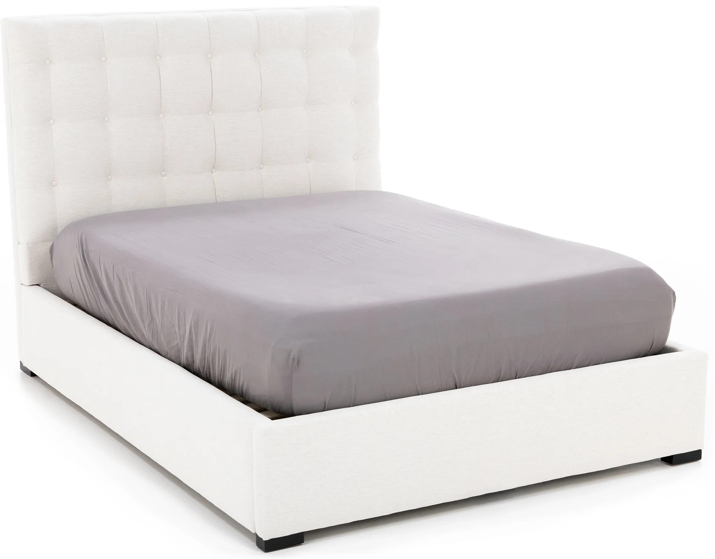 Abby King Upholstered Storage Bed in Merit Snow