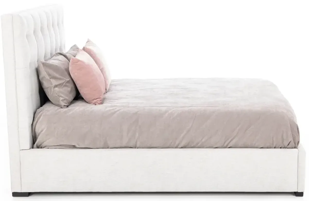Abby King Upholstered Bed in Montera Whitesand