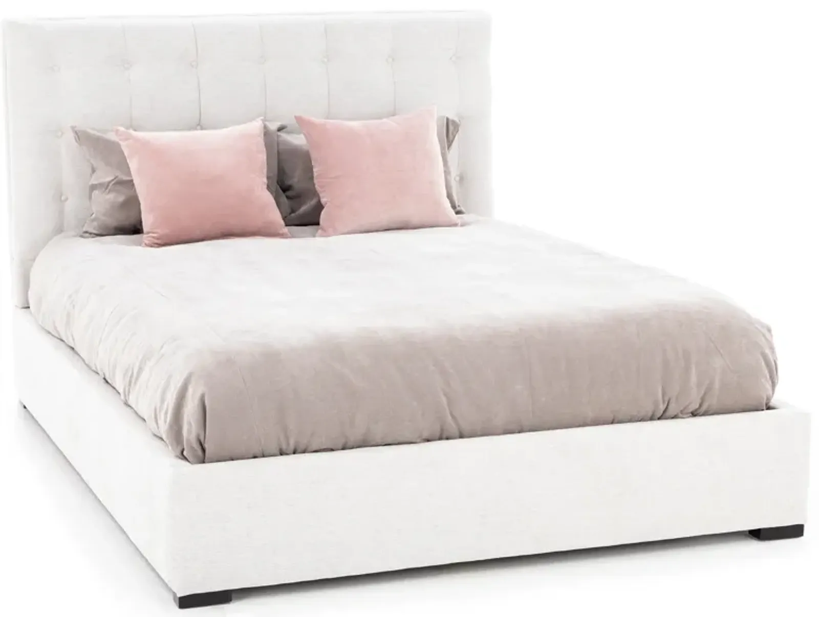 Abby King Upholstered Bed in Montera Whitesand