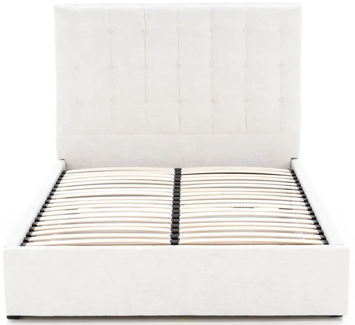 Abby Queen Upholstered Storage Bed in Montera Whitesand