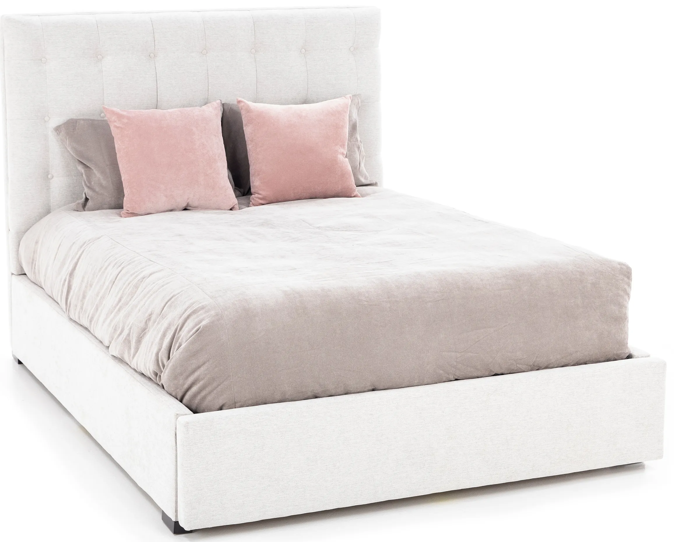 Abby Queen Upholstered Storage Bed in Montera Whitesand