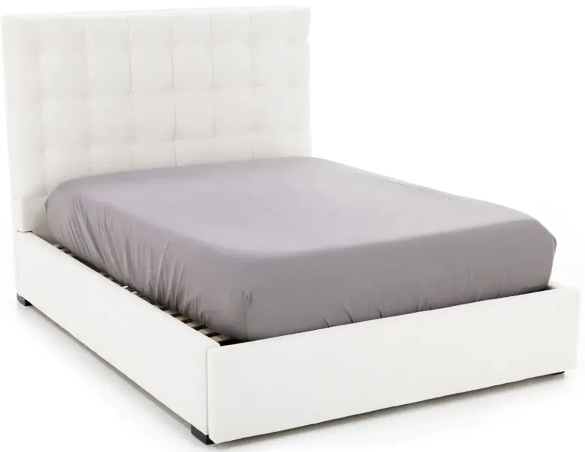 Abby Full Upholstered Storage Bed in Merit Snow