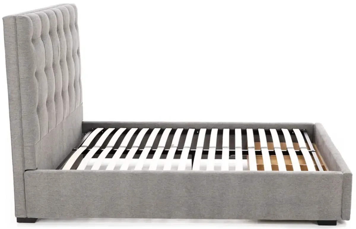 Abby Queen Upholstered Storage Bed in Merit Greystone