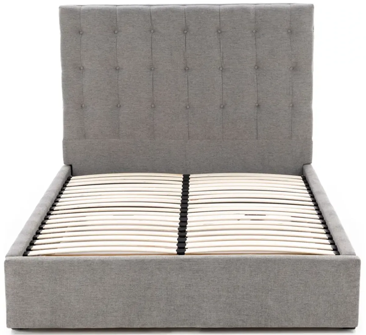 Abby Queen Upholstered Storage Bed in Merit Greystone