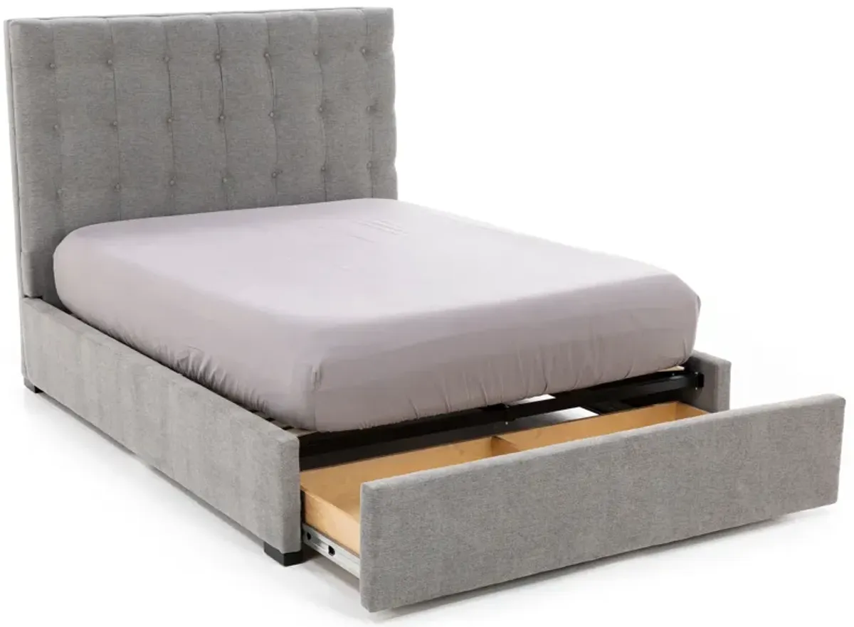 Abby Queen Upholstered Storage Bed in Merit Greystone