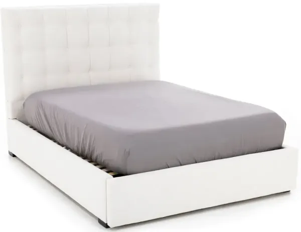 Abby Queen Upholstered Storage Bed in Merit Snow